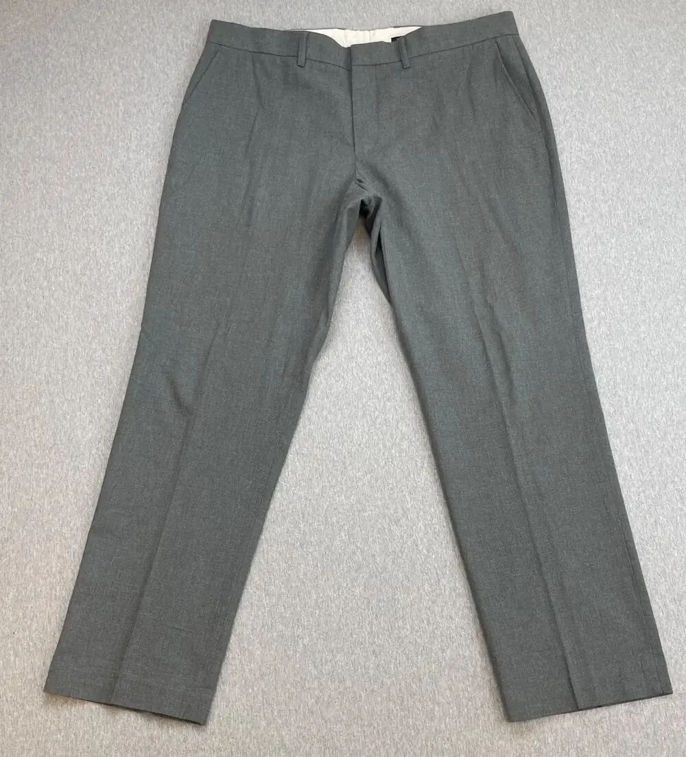 J Crew‎ Pants Mens 36 x 30 Gray 100% cotton Flat Front Thompson Tapered
